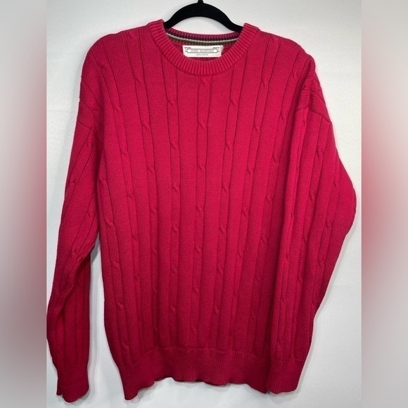 John Ashford Sweater Men's Large Vintage Cable Knit Crewneck Longsleeve soft - Picture 1 of 5